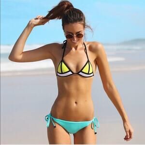 TRIANGL The Lulu Neoprene Two Piece Bikini Swimsuit In Tahiti Tango Size L